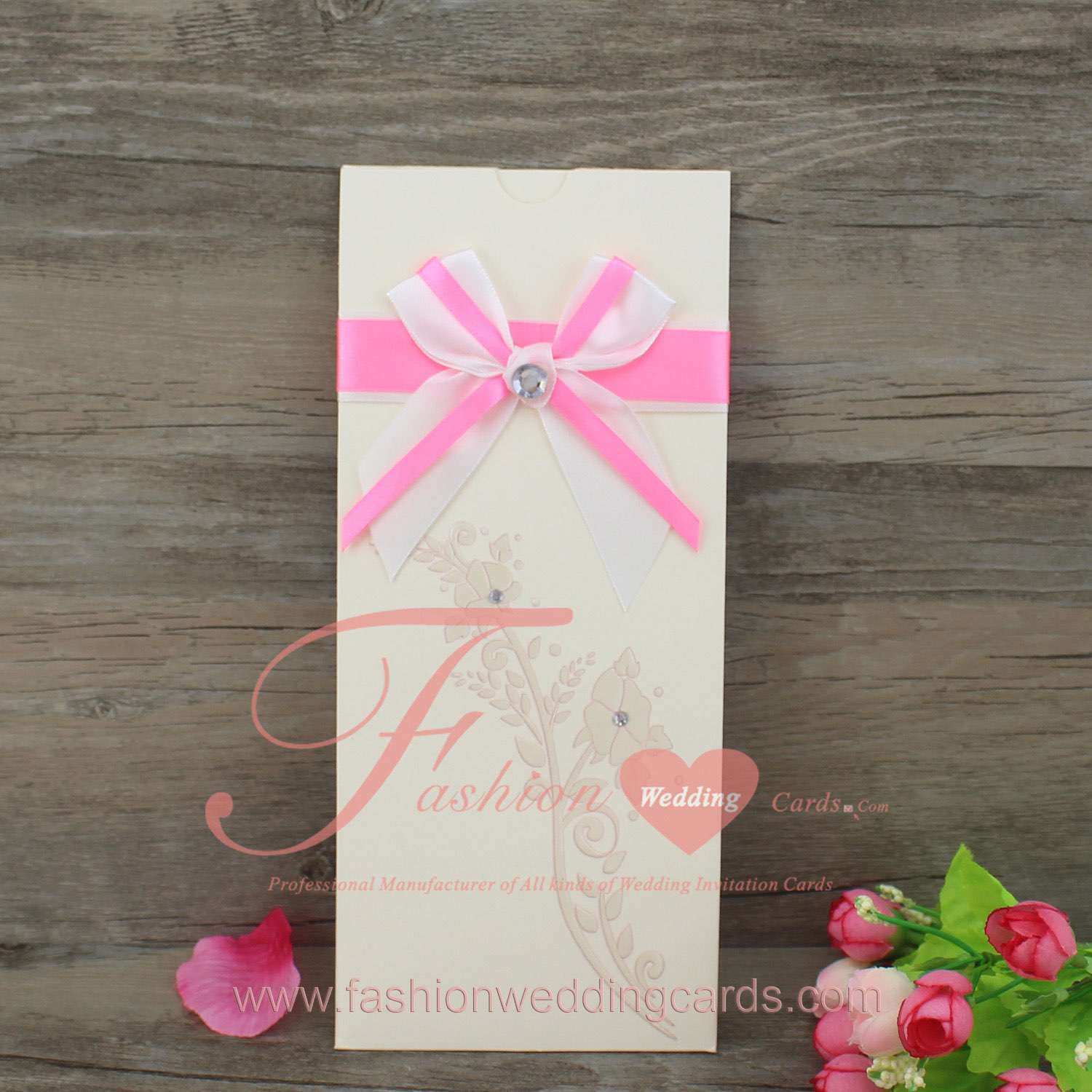 Pink and Purple Ribbon Wedding Invitation Designs